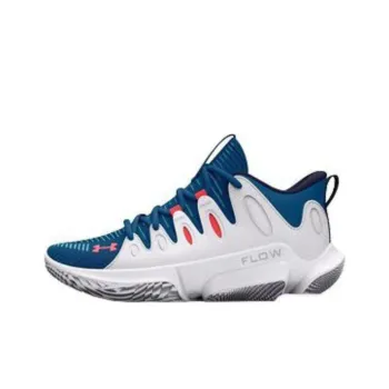 Under Armour Flow Breakthru 4 Anti-Slip Wear-Resistant Low-Top Basketball Shoes Women's White Blue
