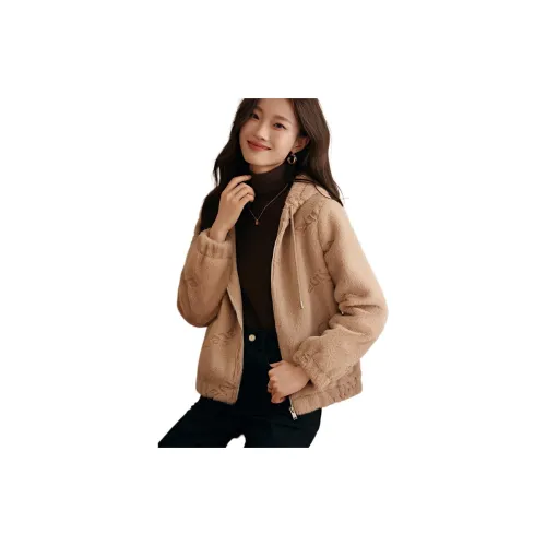 Mo Han Yi Mei Velvet Jackets Women's Apricot