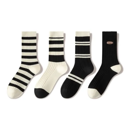 JIAZINI Mid Calf Socks Women's 4 Pack