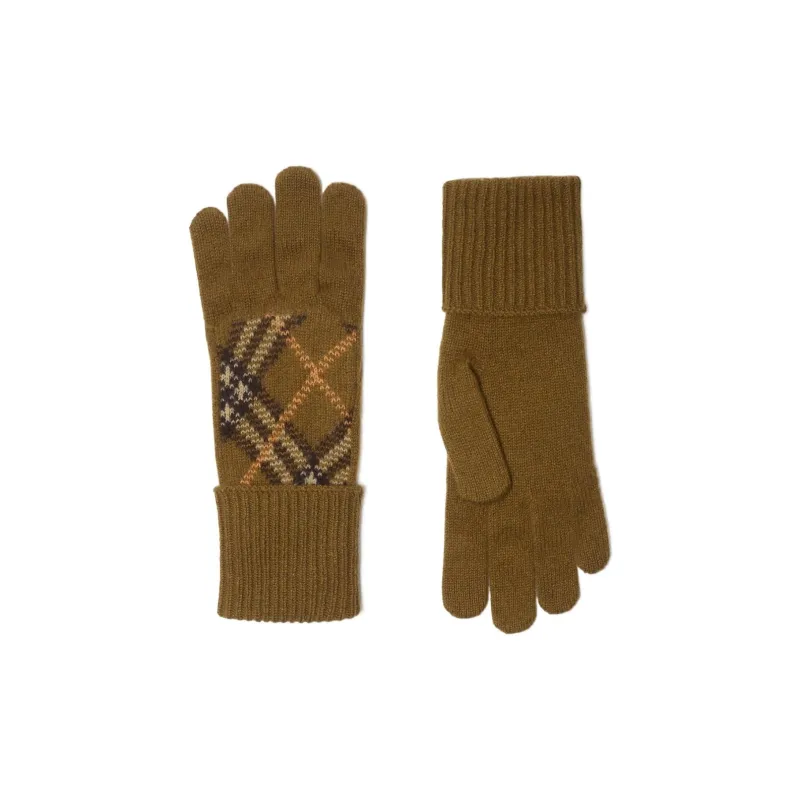 Burberry Cashmere Knit Gloves Men's Brown-1