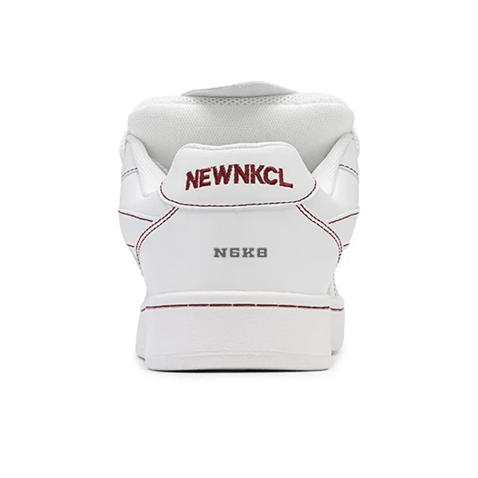 N6K8 Anti Slip Wear Resistant Low Top Skateboard Shoes Unisex All White Gift Box Set-4
