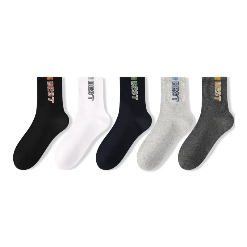 H YXIANG Mid Calf Socks Men's 5 Pack Multicolor-1