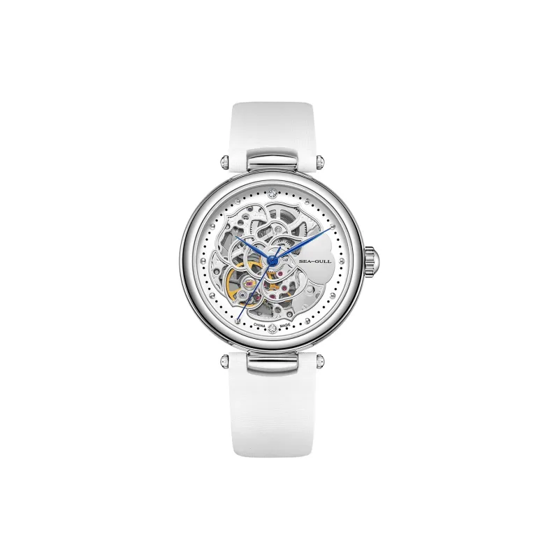Sea Gull Automatic Mechanical Movement Genuine Leather Strap Watch Women's Watch Cut Out Dial-0