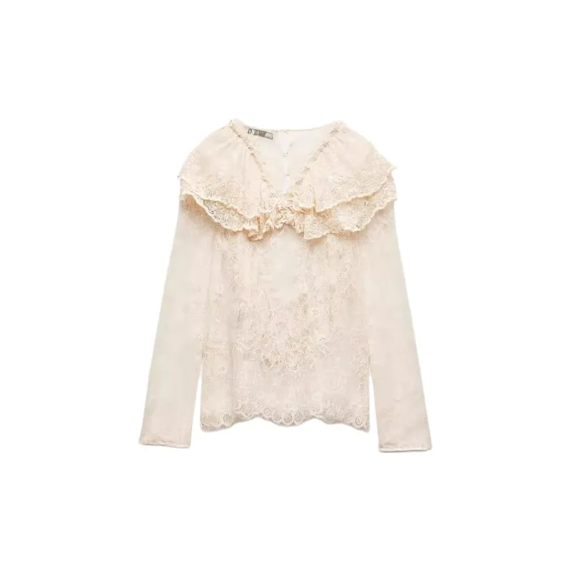 ZARA ZW Series Chiffon Shirts Women's Light Pink-1