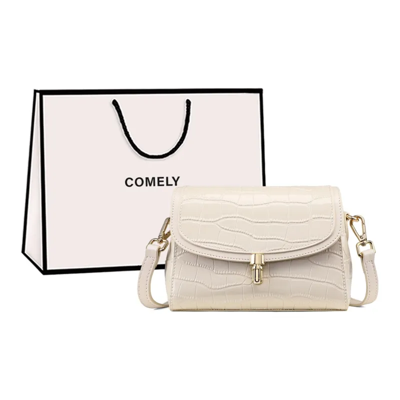 COMELY Cow Split Leather Bonded Synthetic Leather Shoulder Bag Crossbody Bag Regular Women's Black/White-5