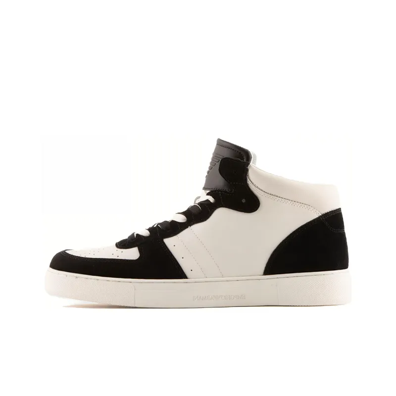 EMPORIO ARMANI Mid Top Stylish Skateboarding Shoes Men's Black White-0