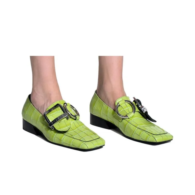 Nina Zarqua Python Loafers Women's Green-1
