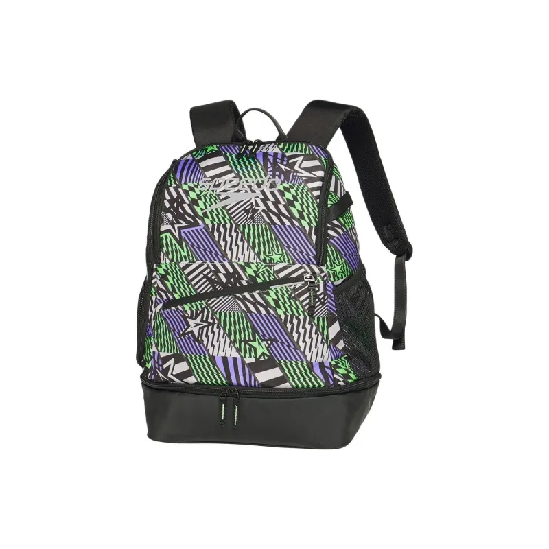 Speedo Polyester Backpack Unisex Green & Purple & Black-0