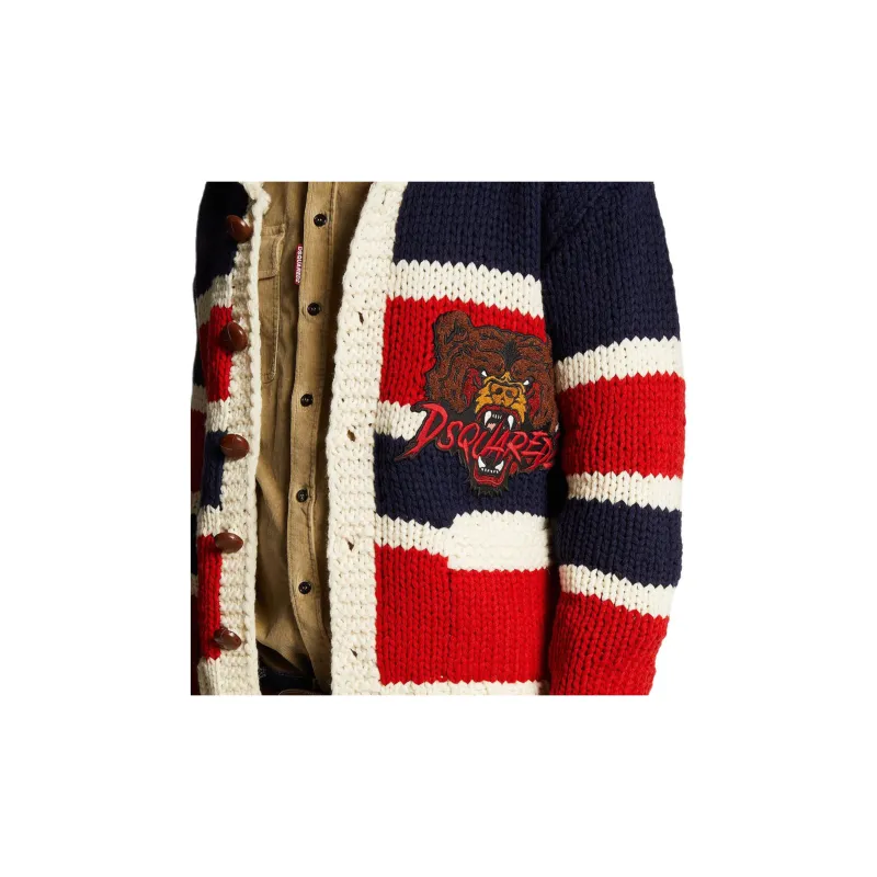 DSQUARED 2 Striped Knit Cardigan-6