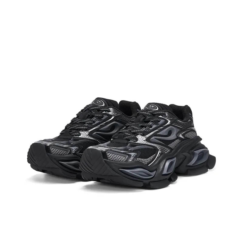 OGR Cushioning, Breathable, Lightweight, Height Increasing Low Top Chunky Sneakers Unisex Black OG Black-4
