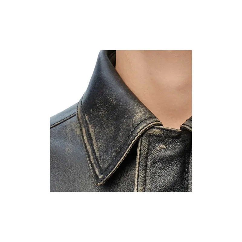 LOEWE Long Sleeved Logo Embossed Leather Shirt-3