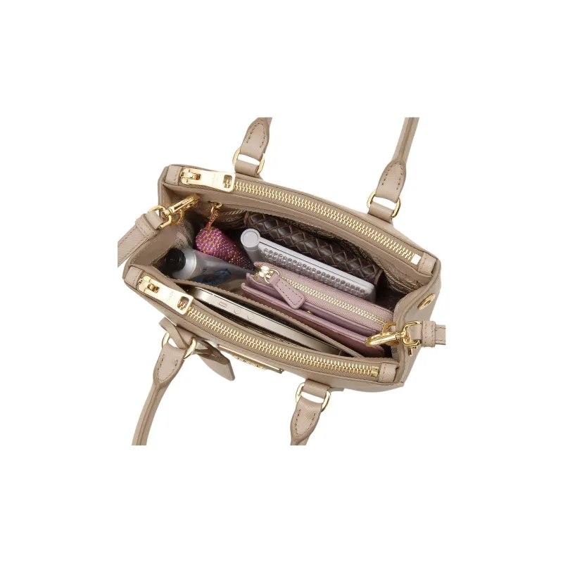 PRADA Cross-Stitch Leather Shoulder Bag Crossbody Bag Handbag Extra Mini Women's Carved Pink Beige-3