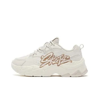 QIAODAN Lightweight Anti Slip And Wear Resistant Low Top Chunky Sneakers Women's Birch White