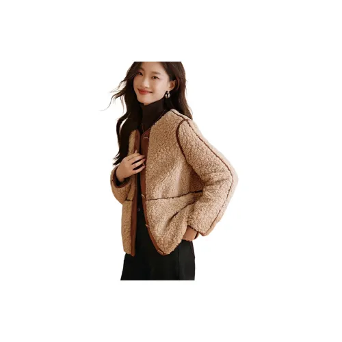 Mo Han Yi Mei Velvet Jackets Women's Khaki Camel