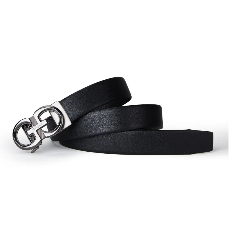 NAVIGARE Top Grain Cow Leather Leather Belts Men's Black Width  3.5cm-4