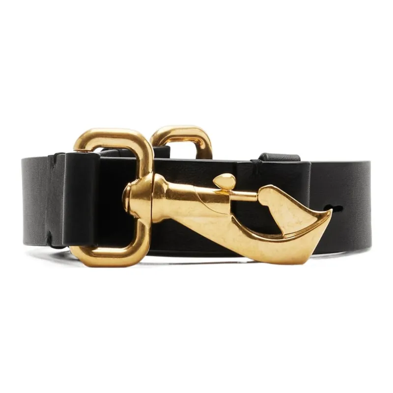 Burberry Calfskin Leather Belts Women's Black Width 2.5CM-0