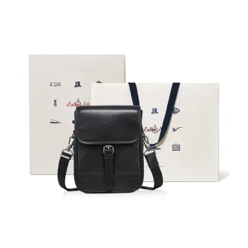 BVP Genuine Leather Shoulder Bag Cow Leather Commute Small Bag Men's Crossbody Bag Small Size Men's Black