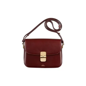 A.P.C Grace Smooth Calf Leather Crossbody Bag, Shoulder Bag Trumpets Women's Burgundy