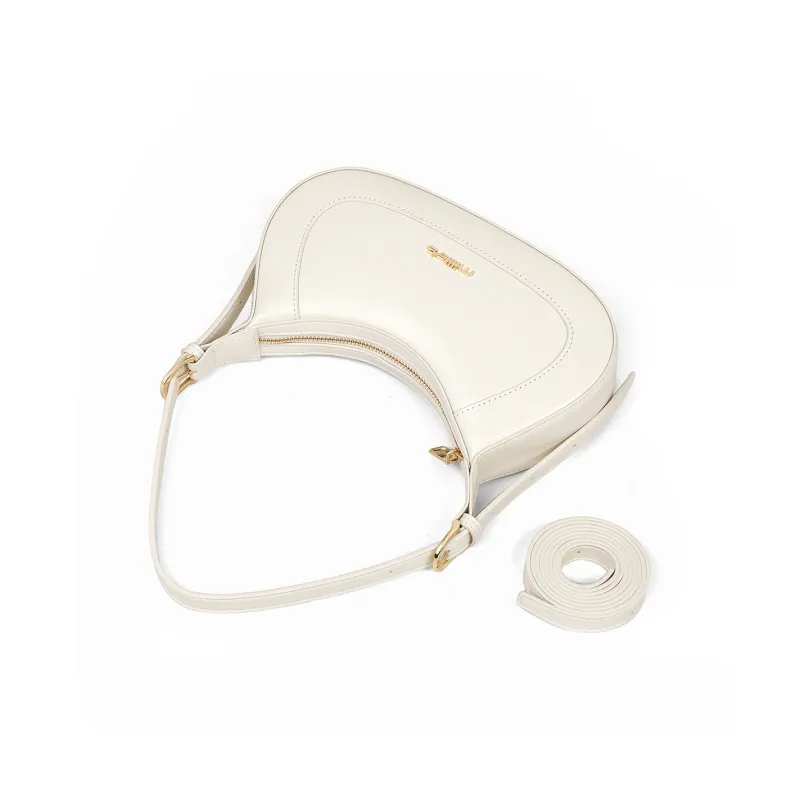 MILLIE'S Cow Leather Patchwork Synthetic Leather Crescent Bag Crossbody Bag Shoulder Bag Regular Women's White/Black-3