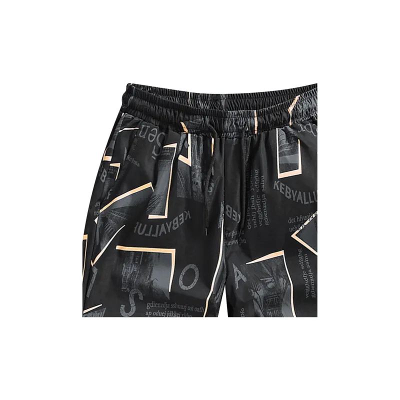 Flowers In Water Pajama Pants Men's Black-1