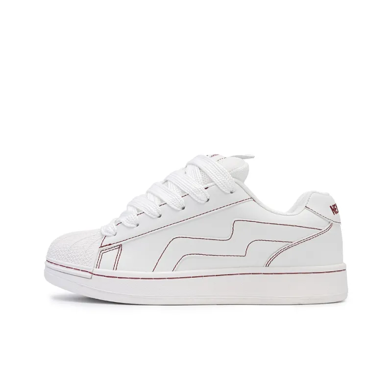 N6K8 Anti Slip Wear Resistant Low Top Skateboard Shoes Unisex All White Gift Box Set-1