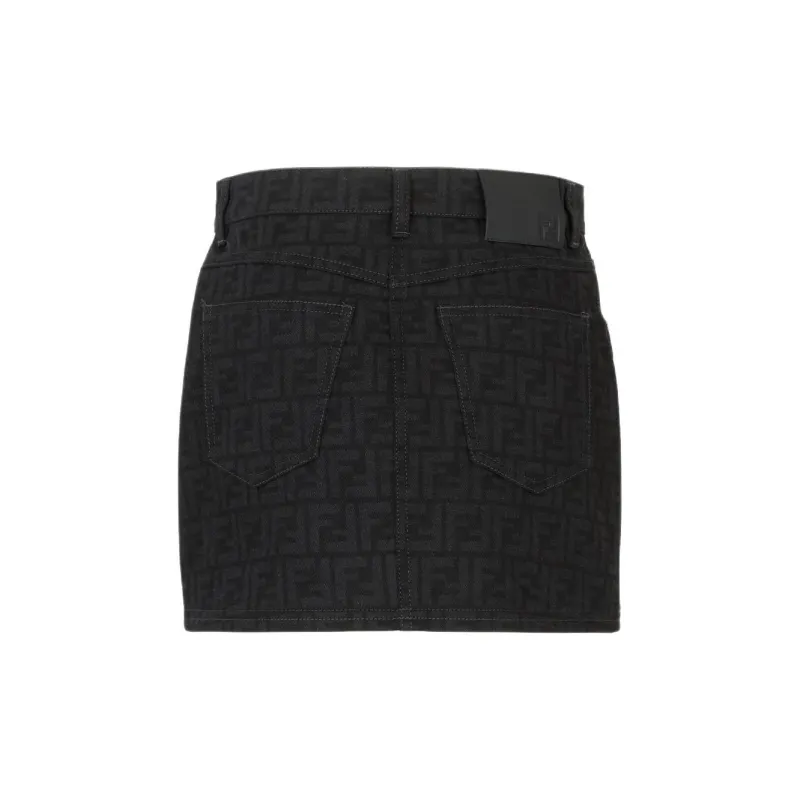 FENDI Logo Detailed Denim Mini Skirt-1