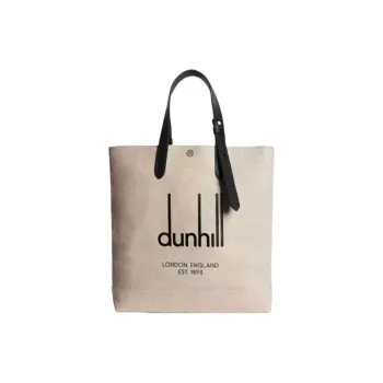 Dunhill Canvas Tote Bag Shopping Bag Canvas Bag Handbag Men's Beige