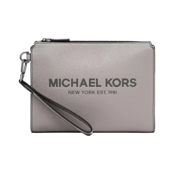 MICHAEL KORS MK Cooper Cow Leather Clutch Large Size Men's Pearl Gray