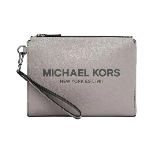 MICHAEL KORS MK Cooper Cow Leather Clutch Large Size Men's Pearl Gray