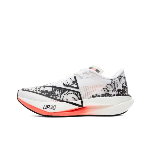 PEAK UP 30 3.0 Running Shoes Men Low-Top All White/Fluorescent Pink