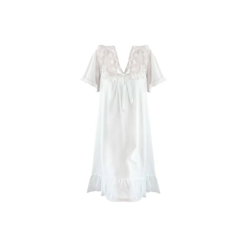 Flowers In Water Nightgown Women's White-1