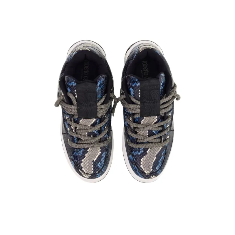 Roberto Cavalli Low-Top Skateboard Shoes Men's Blue-4