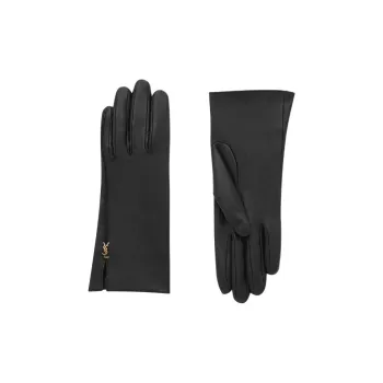 SAINT LAURENT Cassandre Logo Plaque Gloves