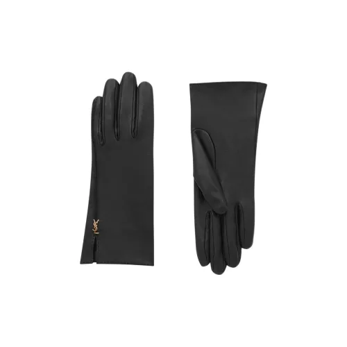 SAINT LAURENT Cassandre Logo Plaque Gloves