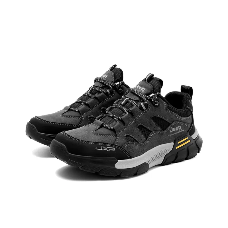 Jeep Shock Absorbers With Slip Resistant And Abrasion Resistant Properties Low Top Hiking Shoes Men's Black Gray-1