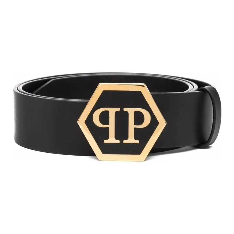PHILIPP PLEIN Hexagon logo Leather Belt-0