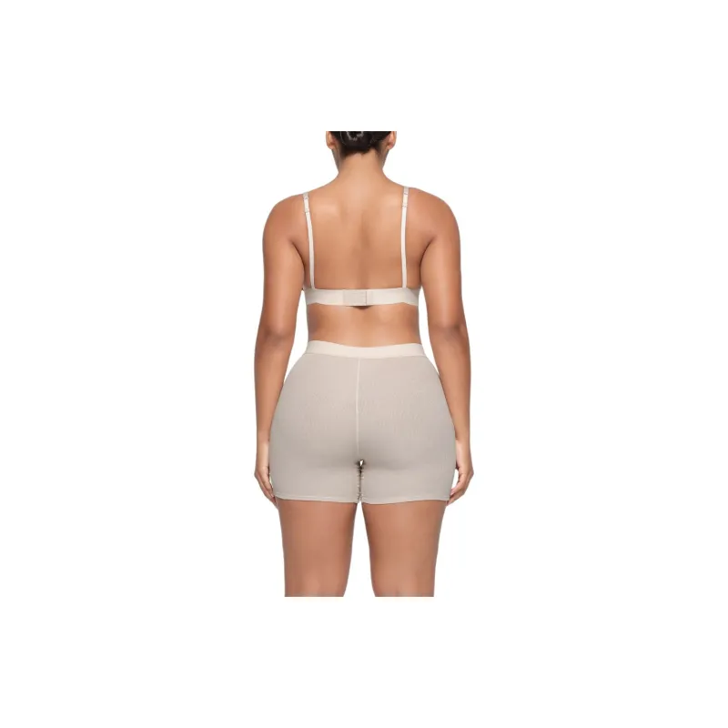 SKIMS SS24 COTTON RIB PLUNGE BRALETTE Bra Women's STONE/Stone Color-2