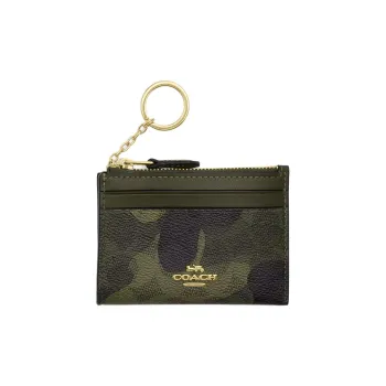 COACH Signature Coated Canvas Card Holder Mini Women's Green