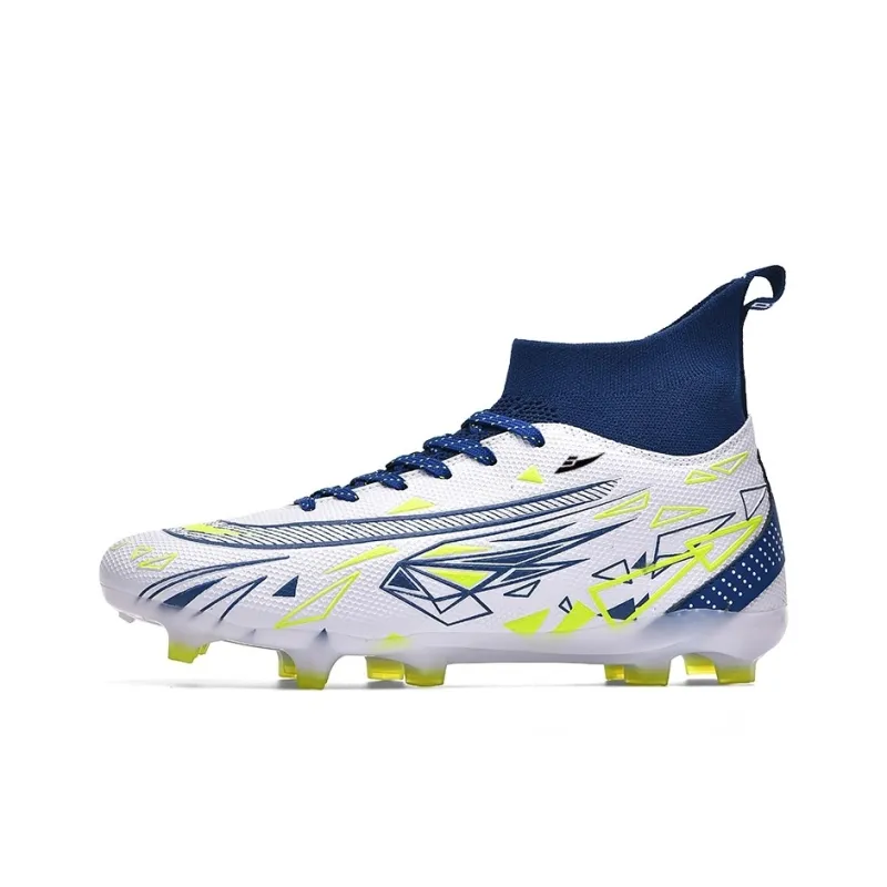 Kuding Soccer Shoes Unisex Mid Top Light Blue Pink/Dark Blue/White Blue-4
