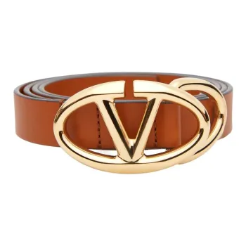 Valentino Calfskin Leather Belts Women's Natural Tan -