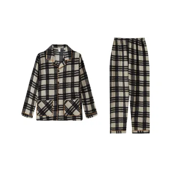 Sleep Students Dormitory Home Outerwear-Ready Pajama Set Men's Black White