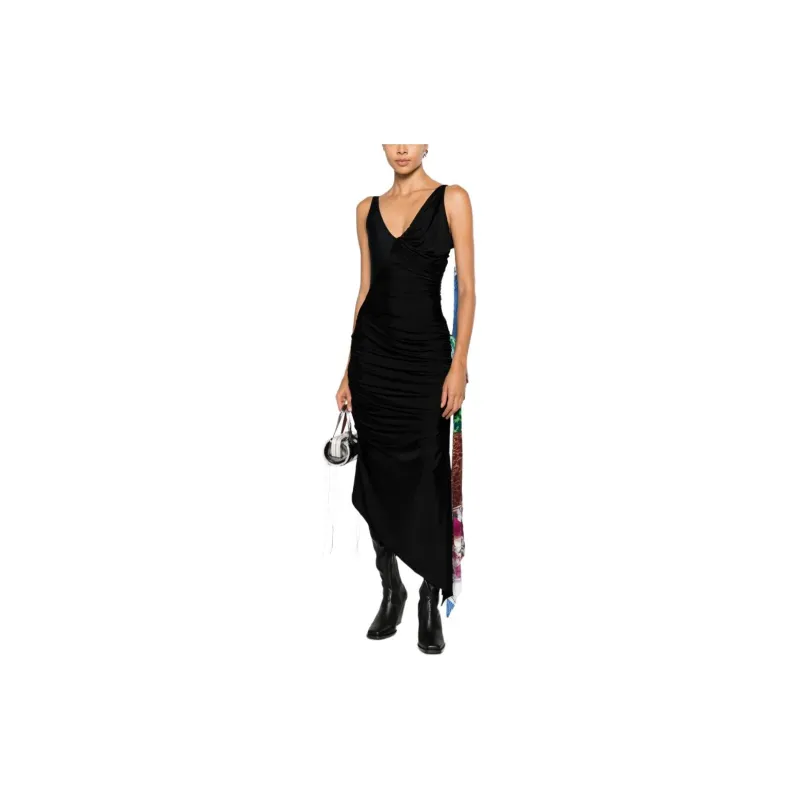 Marine Serre Asymmetric Draped Scarf Detailed Dress-2