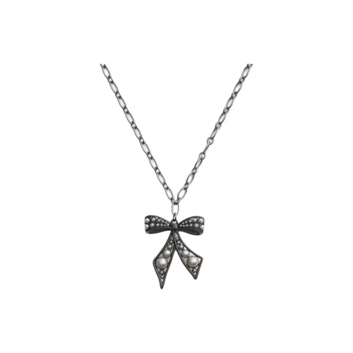 COACH Brass-Plated Glass Resin Cubic Zircon Necklaces Women's Black