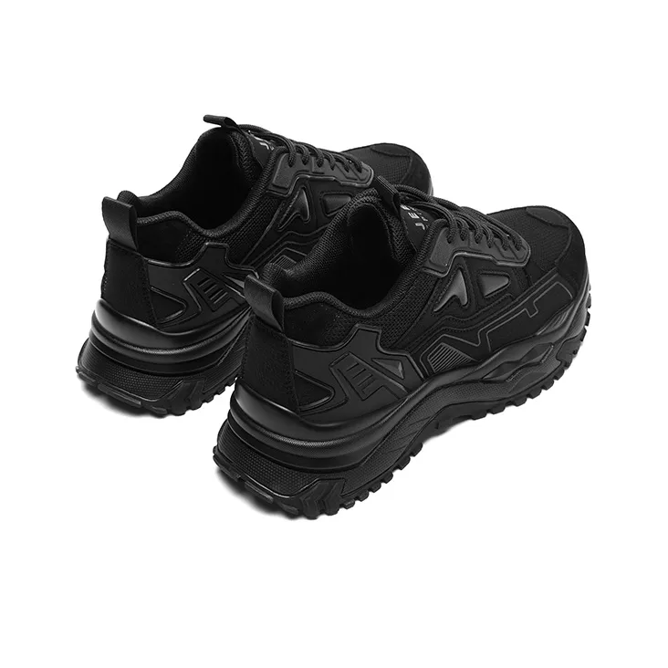 JEEP SPIRIT Anti Slip Wear Resistant Breathable Height Increasing Low Top Chunky Sneakers Unisex Black-3