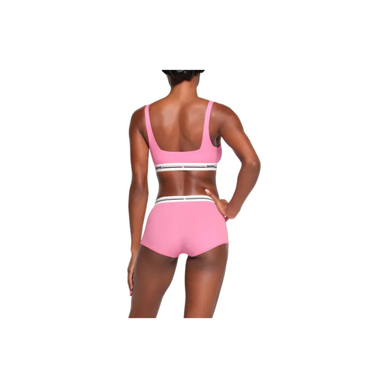 SKIMS FITS EVERYBODY Series LOGO STRAIGHT NECK BRALETTE Bra Women's SUGAR PINK/Candy Pink-3
