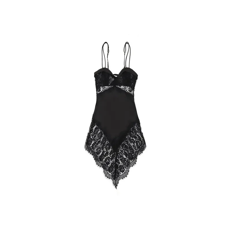 Flowers In Water Nightgown Women's Black-1