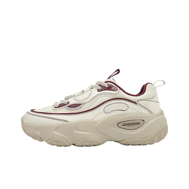 QIAODAN Lightweight Anti Slip Low Top Chunky Sneakers Women's Ecru-0