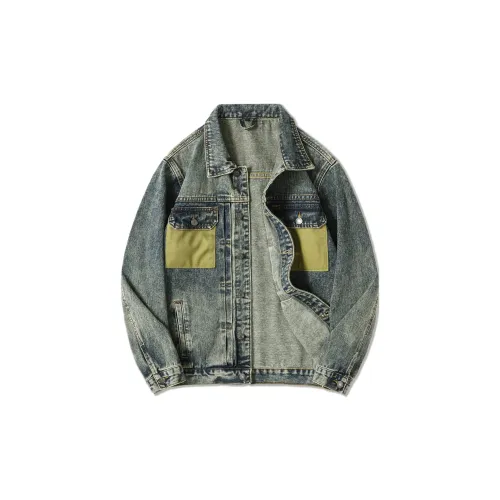 SANTASTIC Denim Jackets Men Snowflake Blue