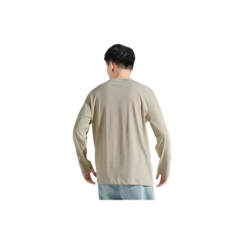 Tonlion Long Sleeved T Shirt Men's Light Apricot-0