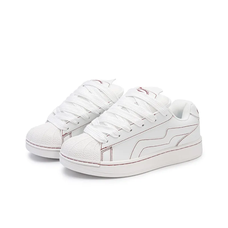 N6K8 Anti Slip Wear Resistant Low Top Skateboard Shoes Unisex All White Gift Box Set-3